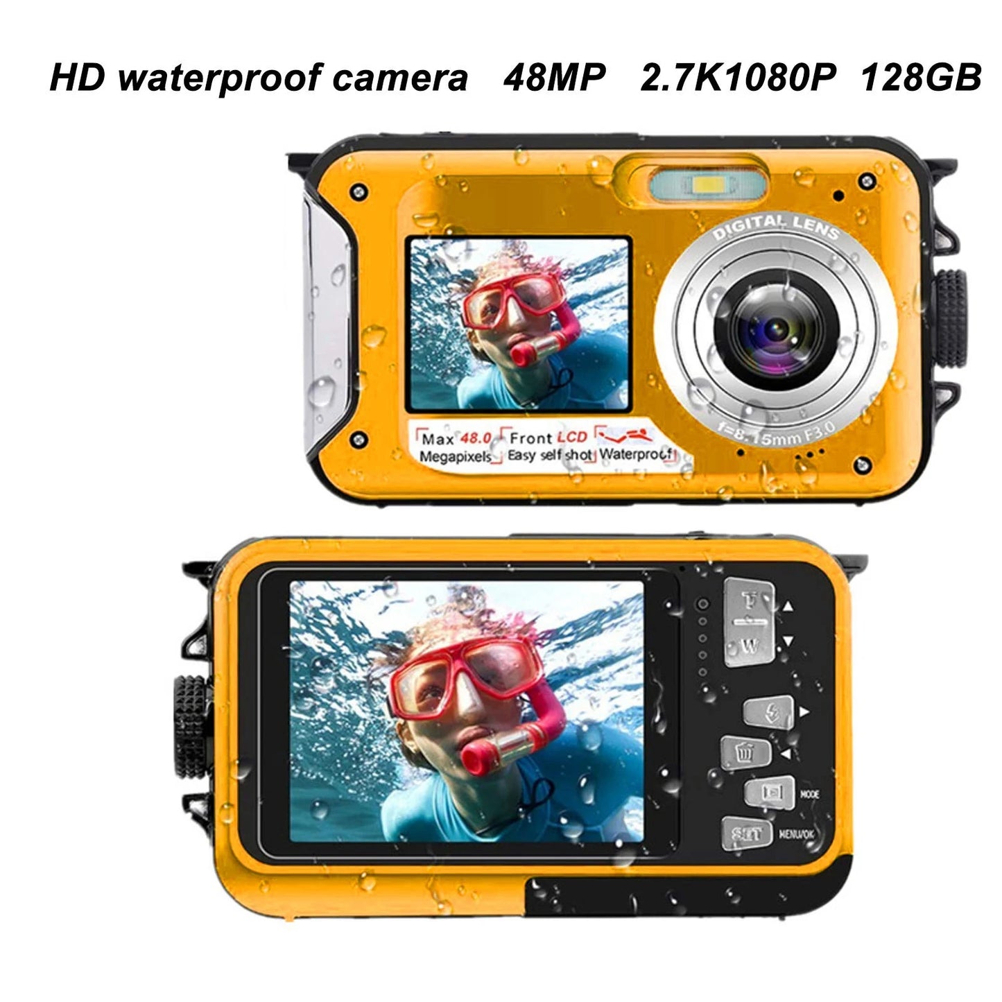 Waterproof Camera – 2.7K Video & HD Photo, 10ft Underwater