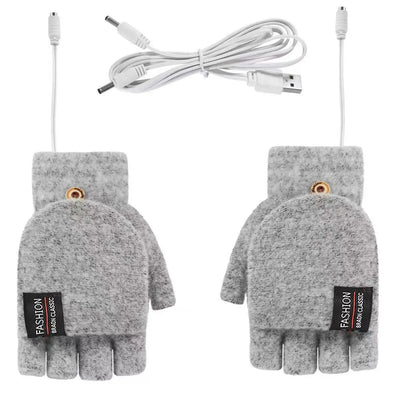 Heated USB Gloves – Winter Half-Finger Hand Warmers