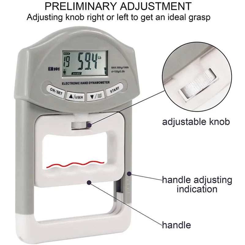 Digitale handdynamometer met lcd-scherm – 90 kg gripkracht- en revalidatiemeter