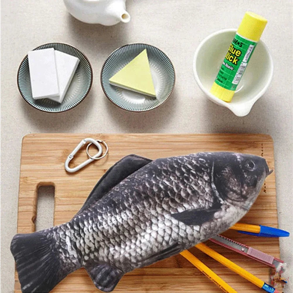 Realistic Carp Pencil Case – Fish-Shaped Makeup & School Bag