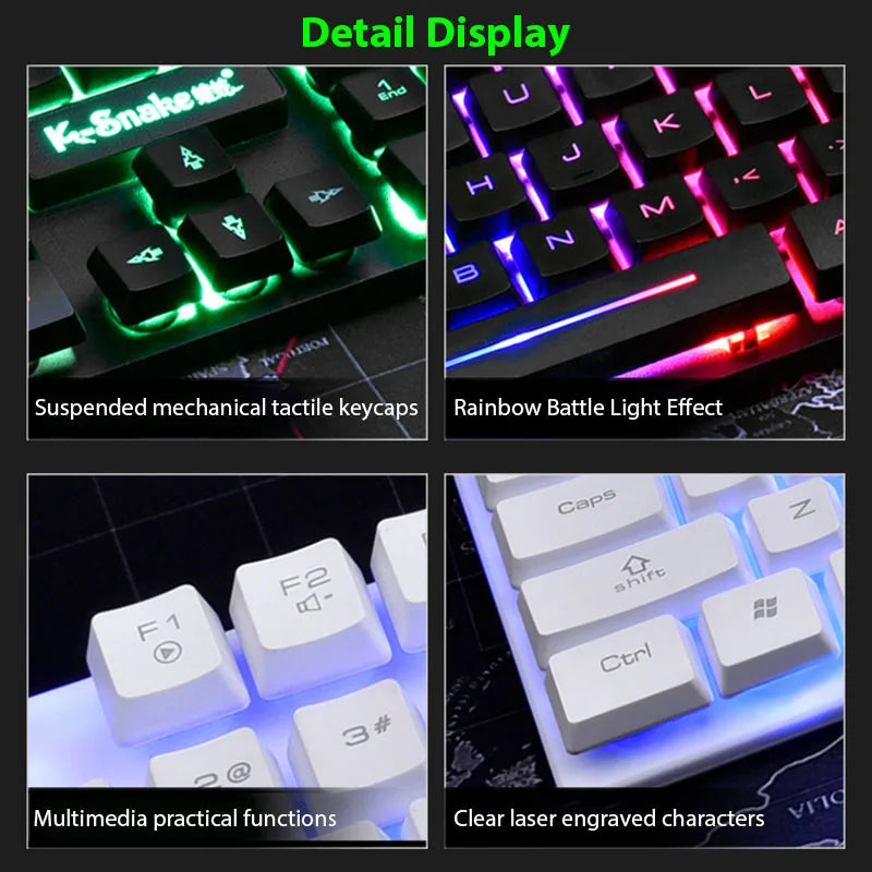 Ensemble clavier et souris gaming étanches – Rétroéclairage lumineux