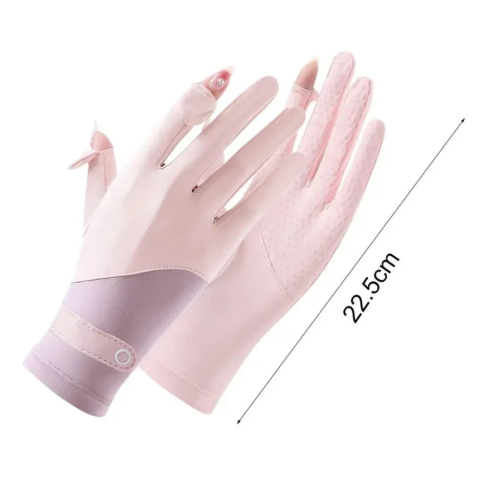 Women’s UV-Protective Ice Silk Gloves – Lightweight Summer