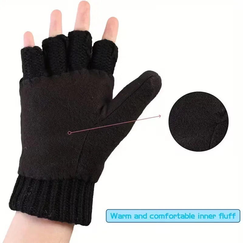 Unisex Fingerless Winter Gloves – Touchscreen Knit Mittens