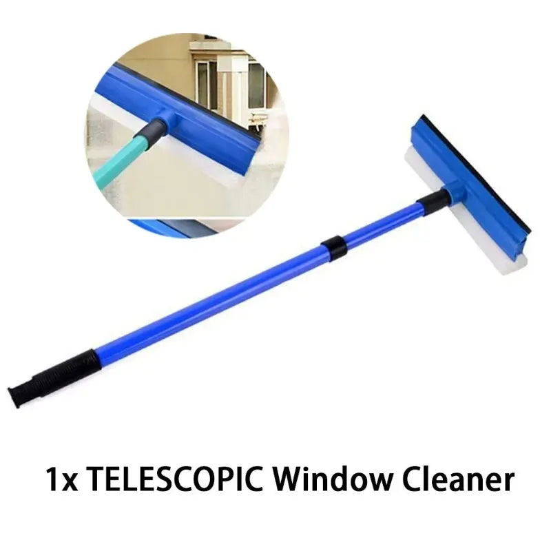 Nettoyeur de vitres télescopique 2 en 1 - Raclette et brosse éponge