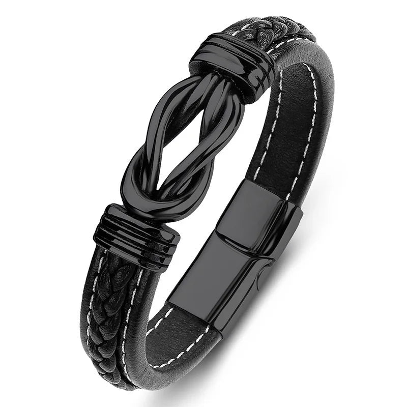 Bracelet for Son – Stainless Steel & Leather, Adjustable