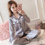 Spring & Autumn Silk Pajamas – Long Shirt & Pants Homewear