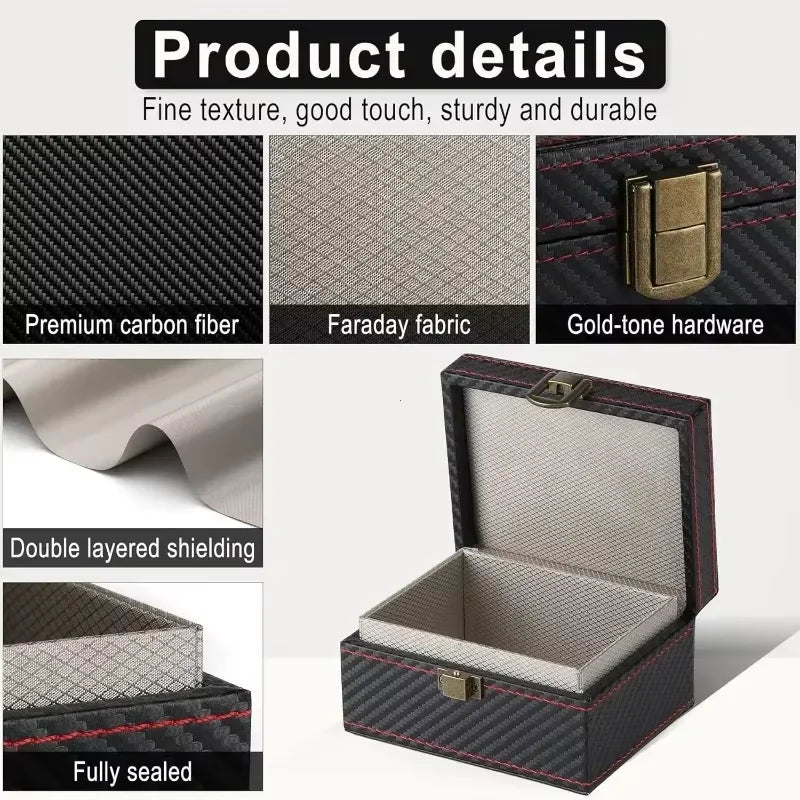 Étui de clés et téléphone antivol en fibre de carbone RFID – 2 porte-clés + boîte