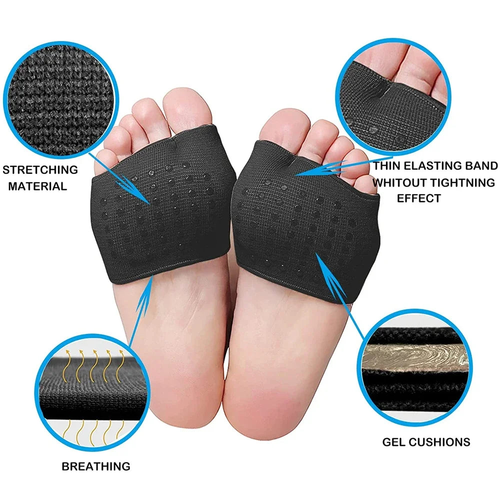 Manchon en gel pour métatarse – Coussin antidérapant pour l'avant-pied pour le soulagement des douleurs plantaires
