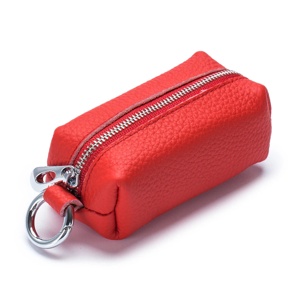 Leather Key Holder with Zipper – Mini Wallet & Key Organizer