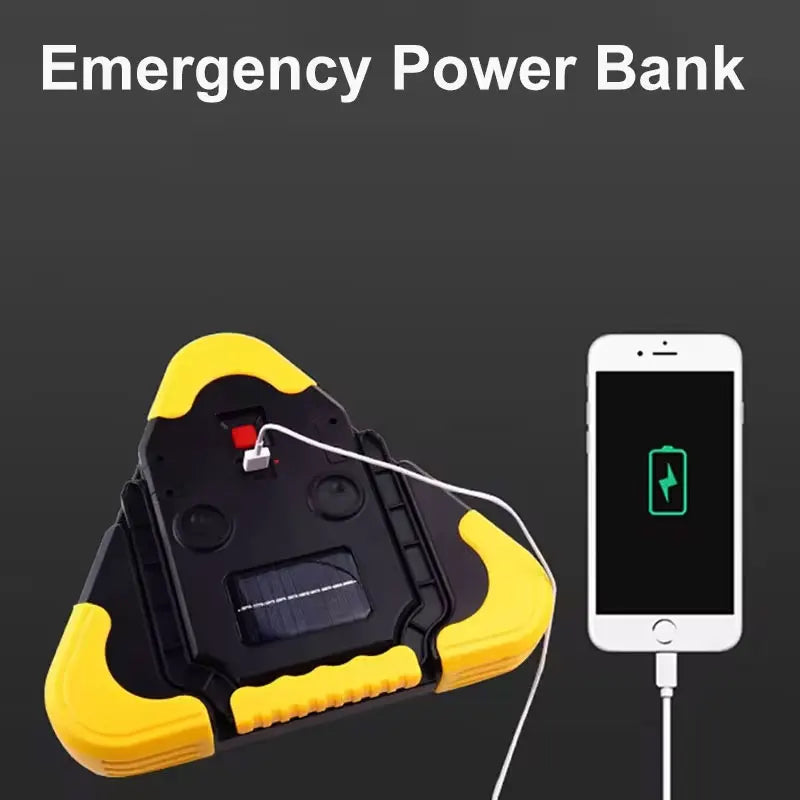 3-in-1 Solar Triangle LED Emergency Light for Outdoor Use