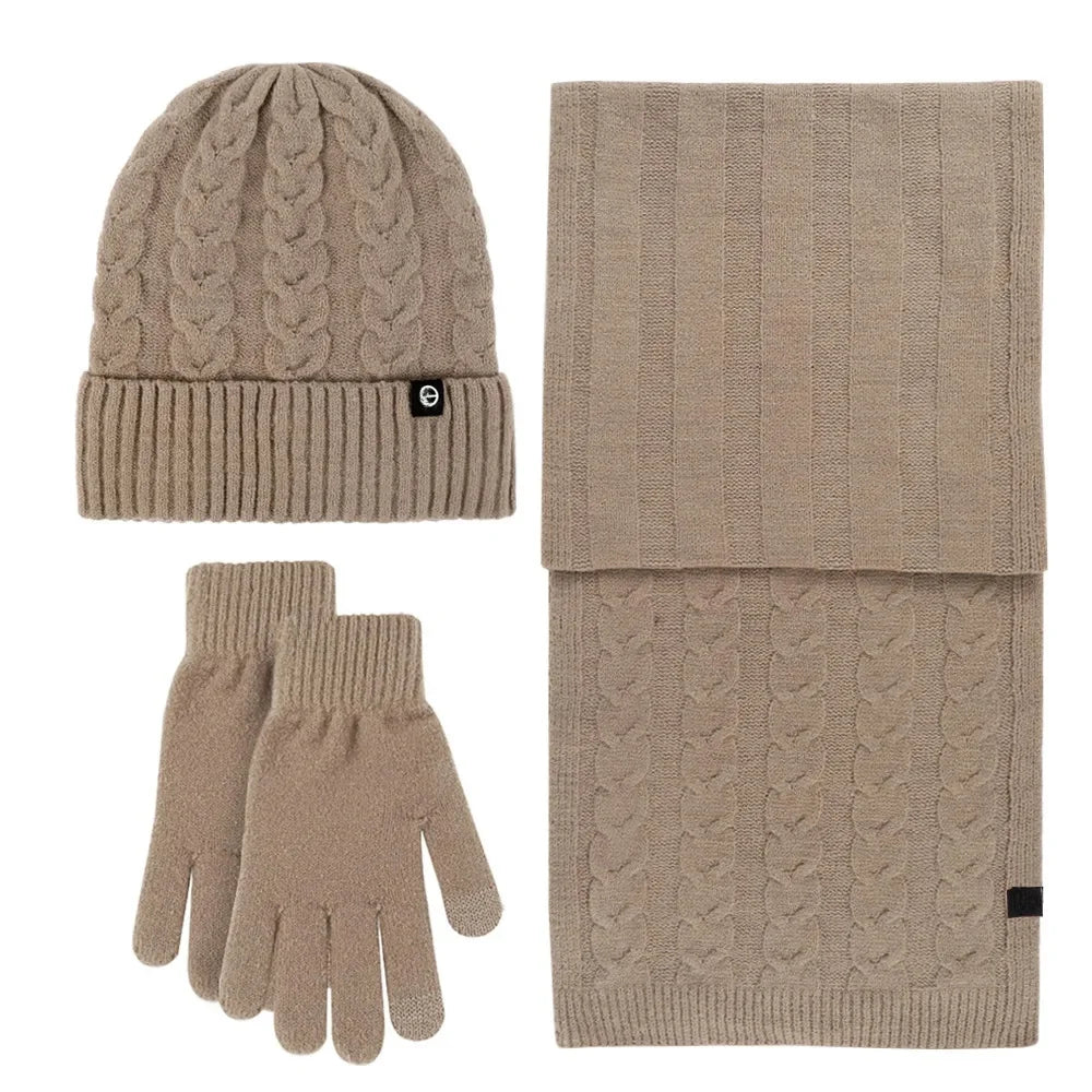 Warm 3-Piece Winter Set – Knitted Hat, Scarf & Gloves