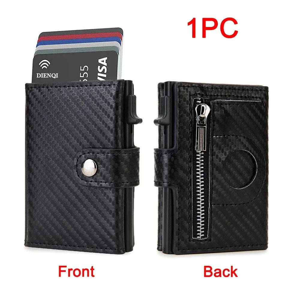 Anti-Theft RFID Card Holder – Slim Aluminum Wallet with AirTag Slot