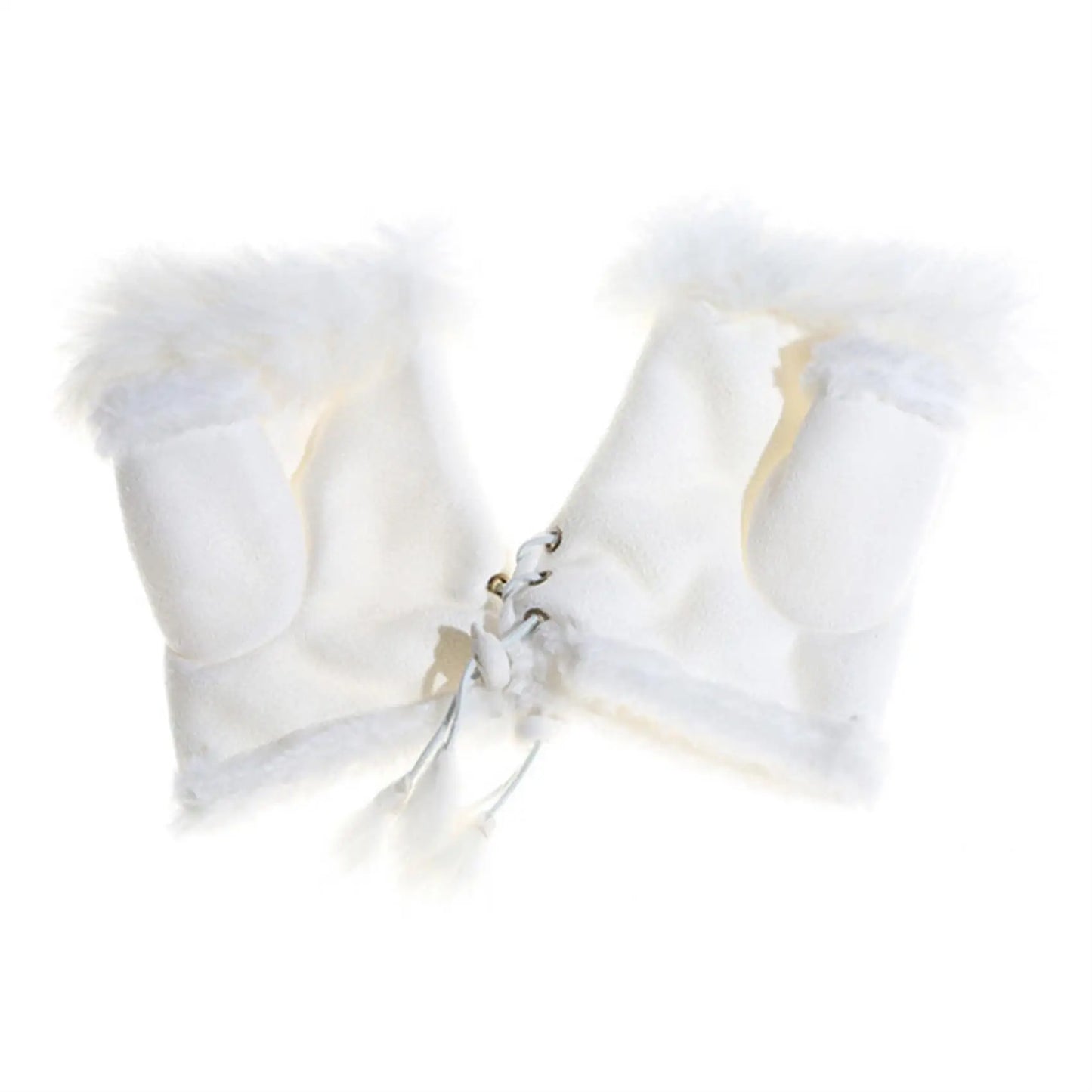 Pluche wanten met halve vingers, handschoenen van imitatiebont en leer