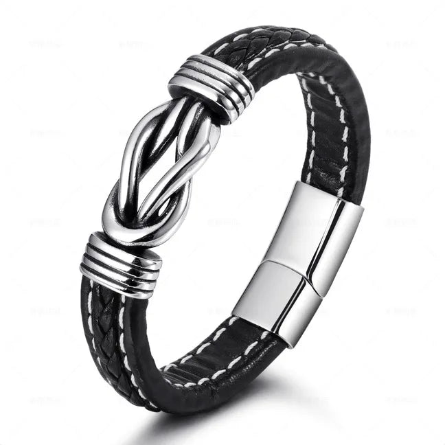 Bracelet for Son – Stainless Steel & Leather, Adjustable