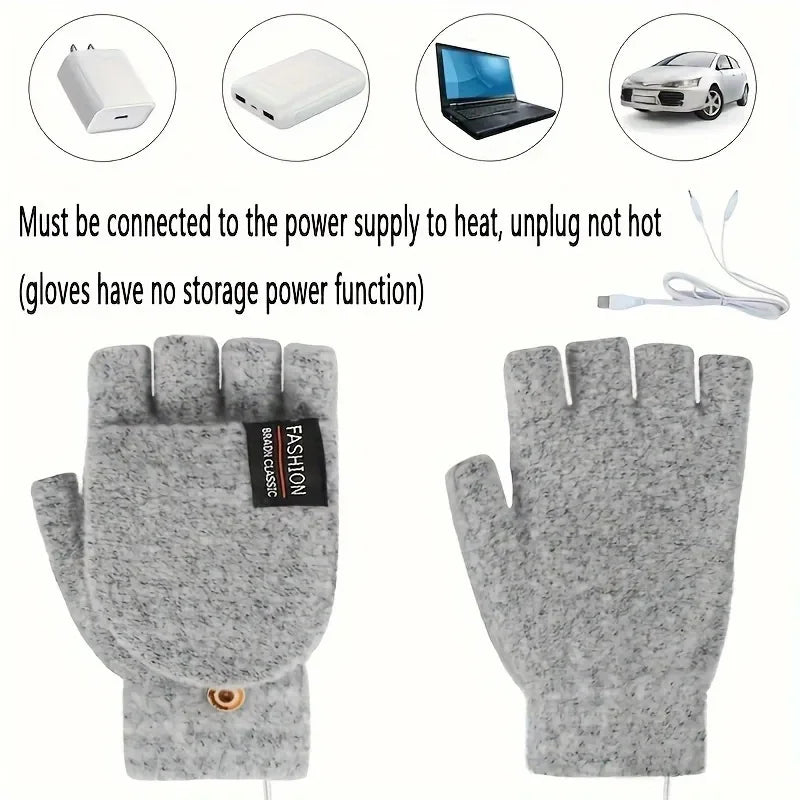Heated USB Gloves – Winter Half-Finger Hand Warmers