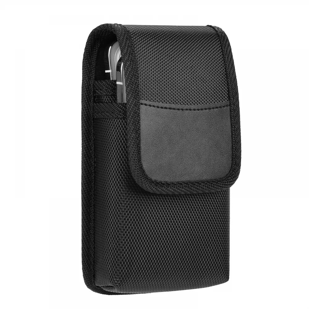 Pochette de ceinture pour téléphone en nylon pour homme avec deux compartiments
