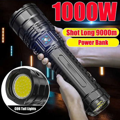 Ultra-Powerful LED Flashlight – 800W, 15000mAh Rechargeable Spotlight