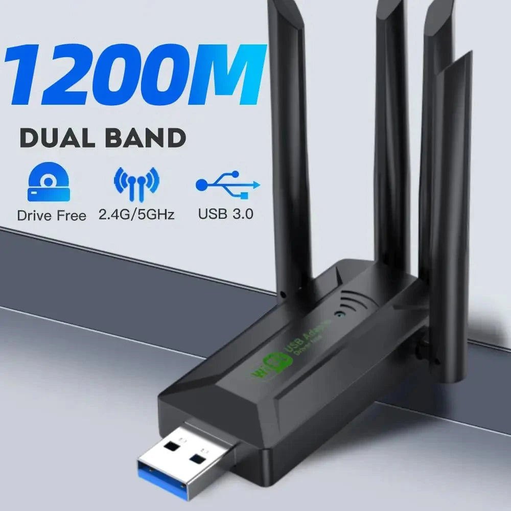 Dual Band USB WiFi Adapter 1200Mbps – 4 Antennas