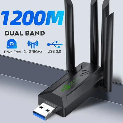 Dual Band USB WiFi Adapter 1200Mbps – 4 Antennas