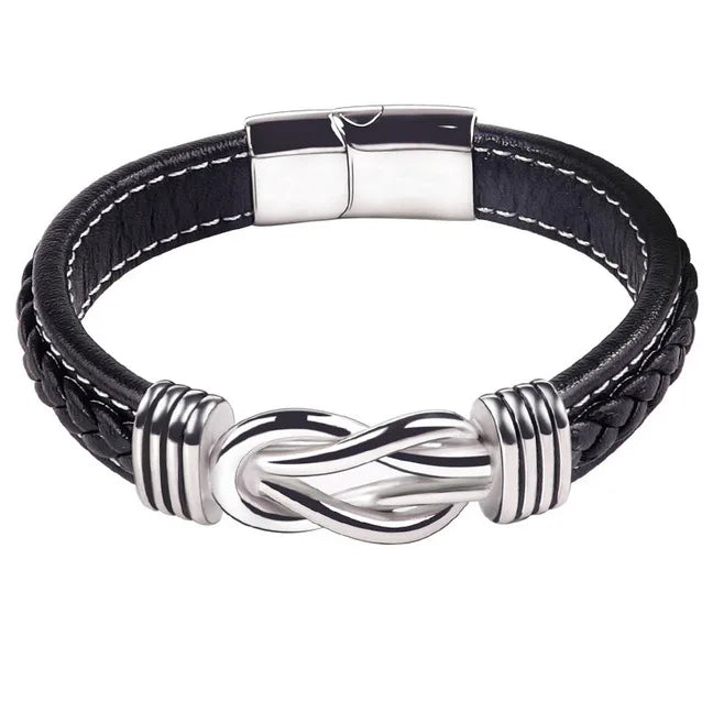 Bracelet for Son – Stainless Steel & Leather, Adjustable