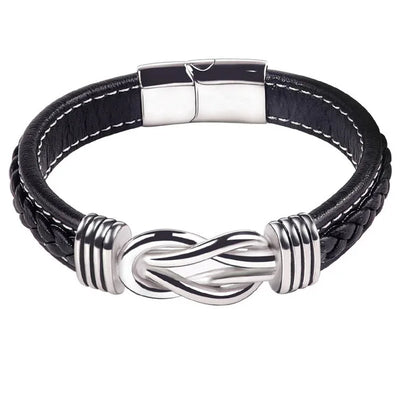 Bracelet for Son – Stainless Steel & Leather, Adjustable