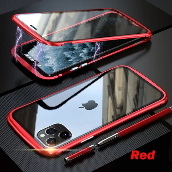 360° Magnetic Metal Phone Case – Double-Sided Glass