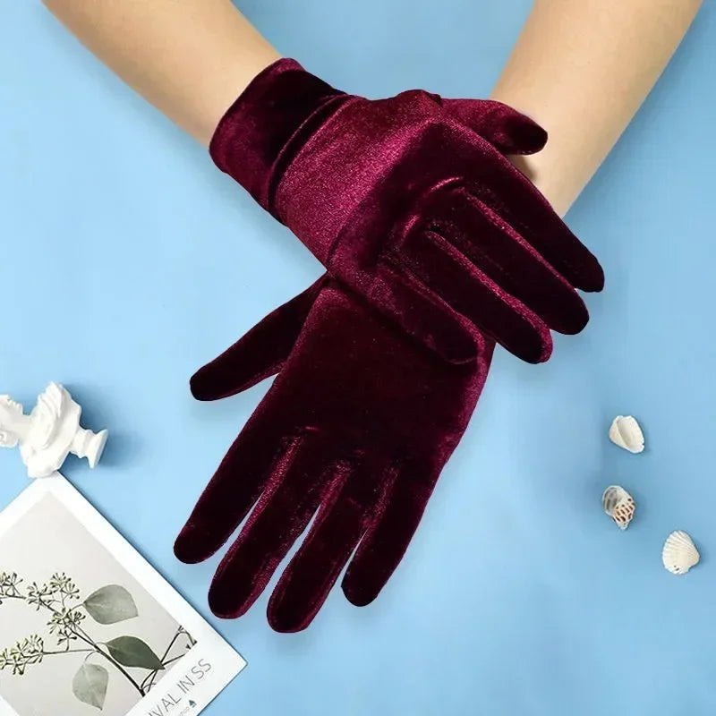 Elegant Women’s Velvet Gloves – Short Opera Style