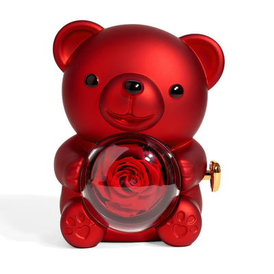 Romantic Eternal Rose Teddy Bear Necklace - Gift set