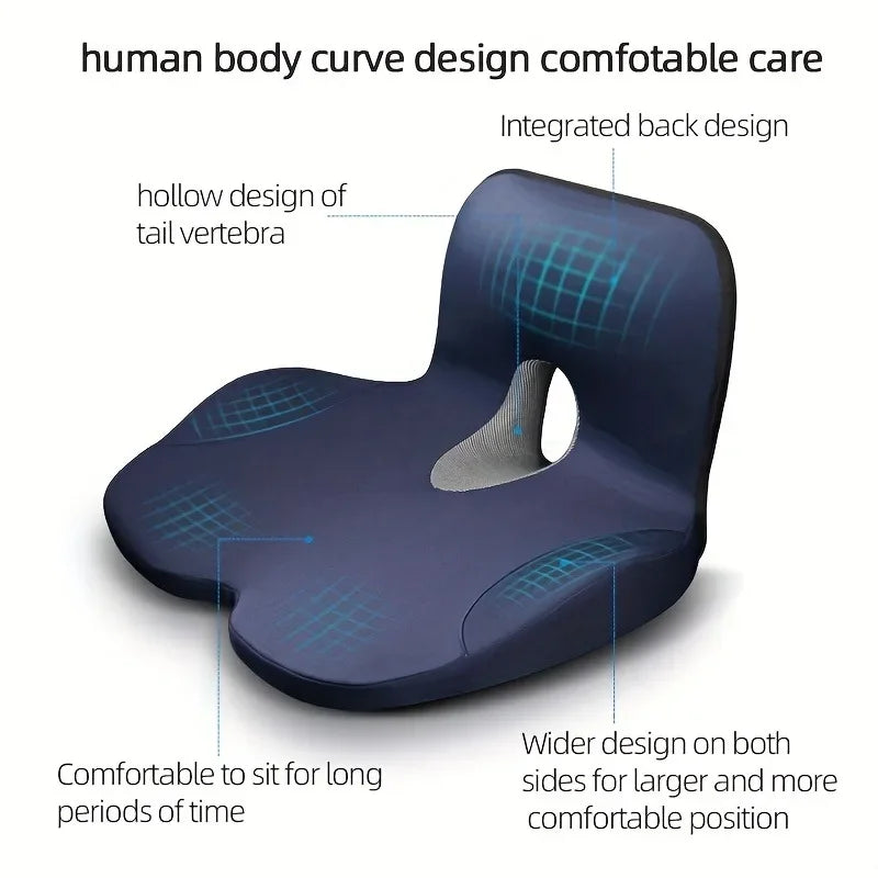 Memory Foam Seat & Back Cushion – Ergonomic Pain Relief
