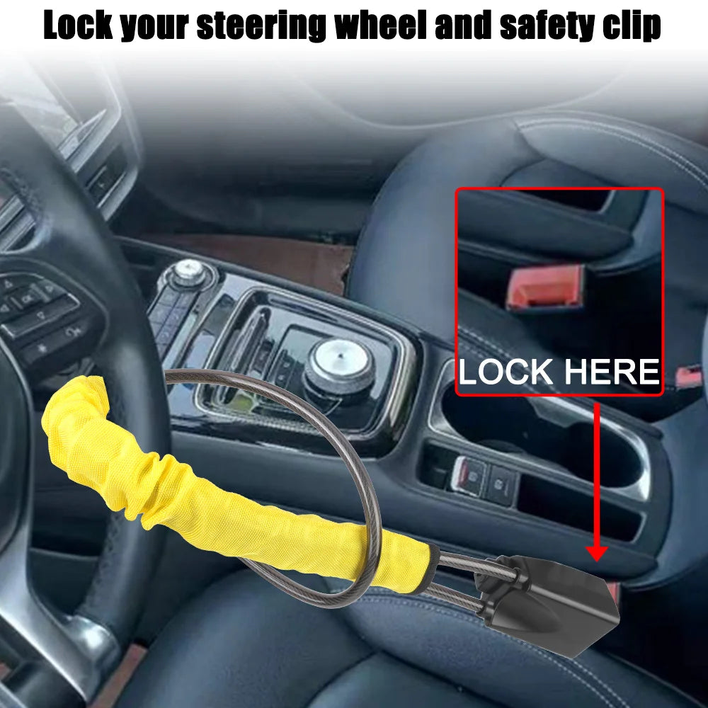 Universal Steering Wheel Lock with Seatbelt Anti-Theft System