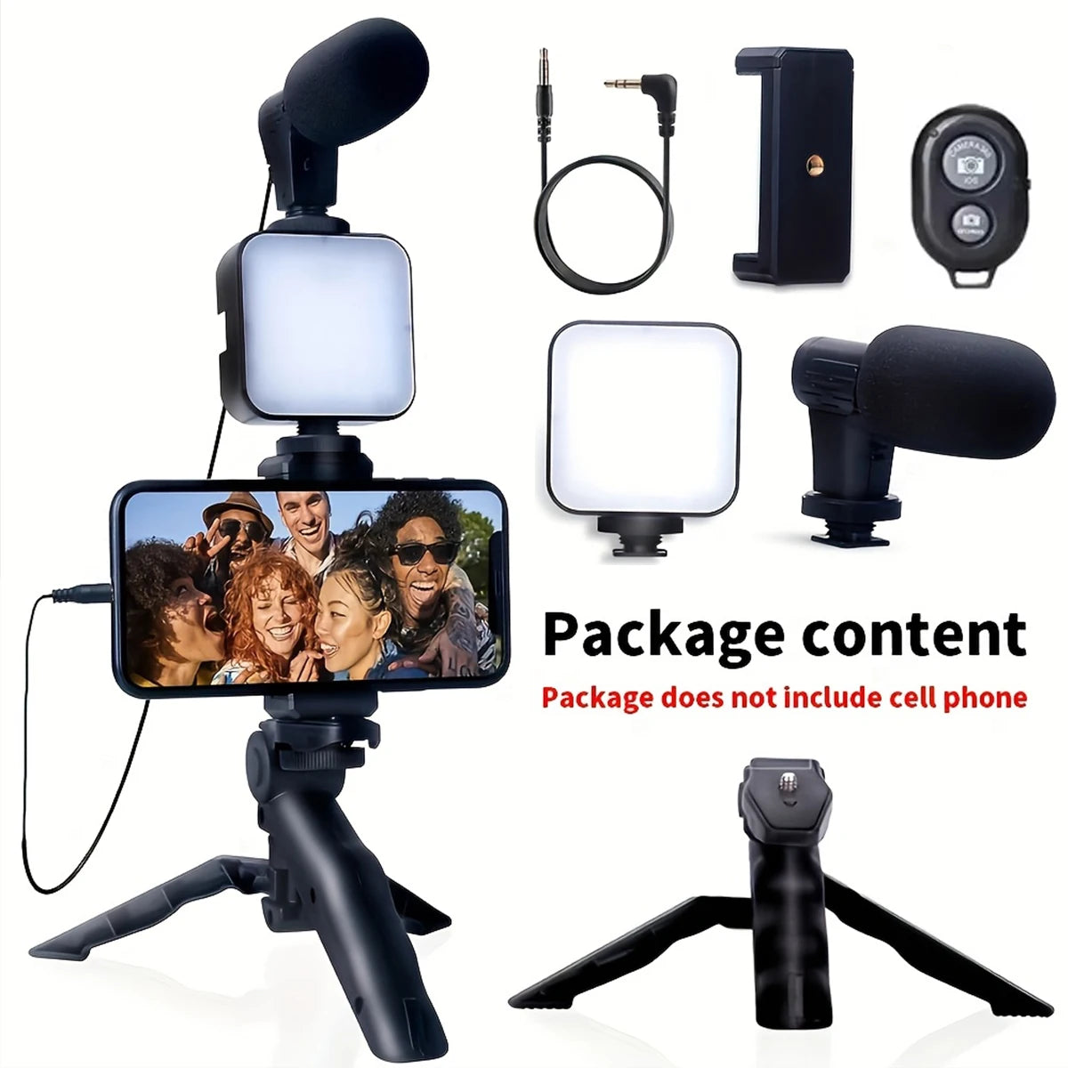 Smartphone Vlogging Kit – Tripod, Mic & LED Light Vlogs Recording