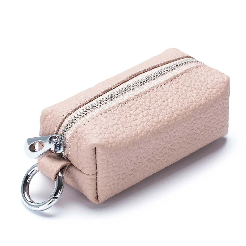 Leather Key Holder with Zipper – Mini Wallet & Key Organizer