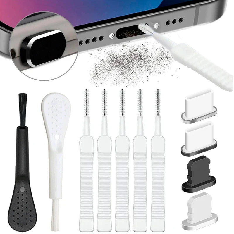 Charging Port Dust Cleaner Brush Set for Type-C & iOS