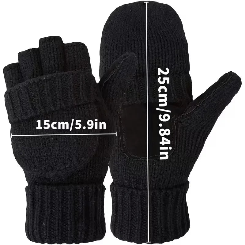 Unisex Fingerless Winter Gloves – Touchscreen Knit Mittens