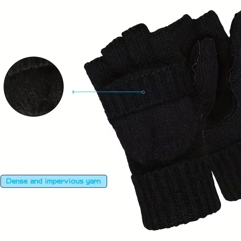 Unisex Fingerless Winter Gloves – Touchscreen Knit Mittens