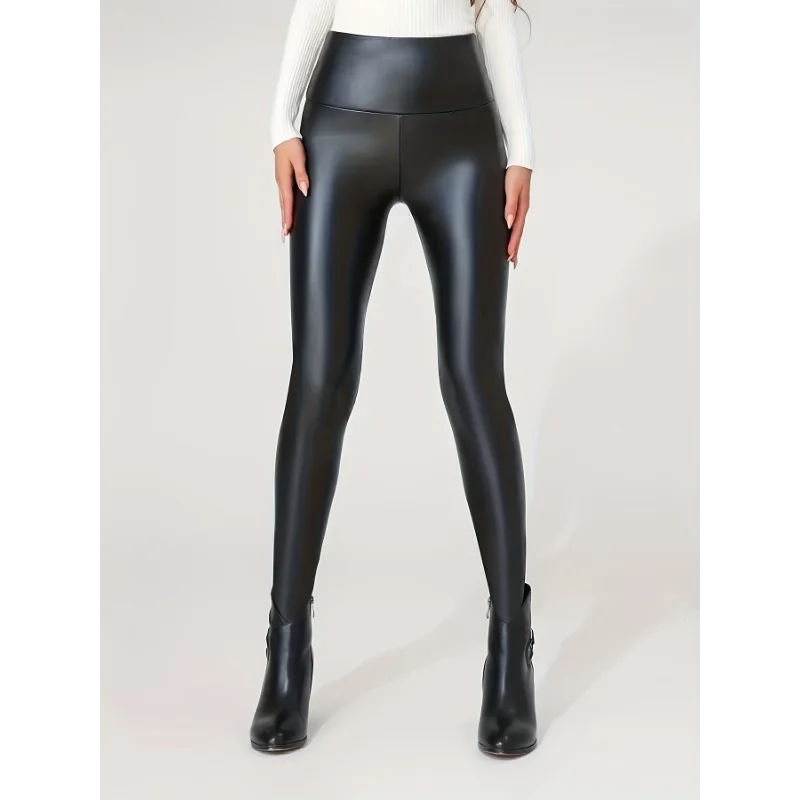 Trendy Oversized Women’s PU Leather Leggings