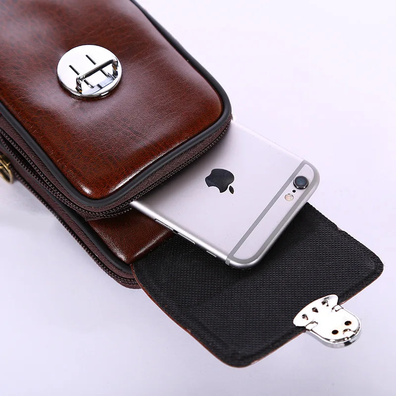 Men’s Leather Belt Bag – Vertical Phone Holster