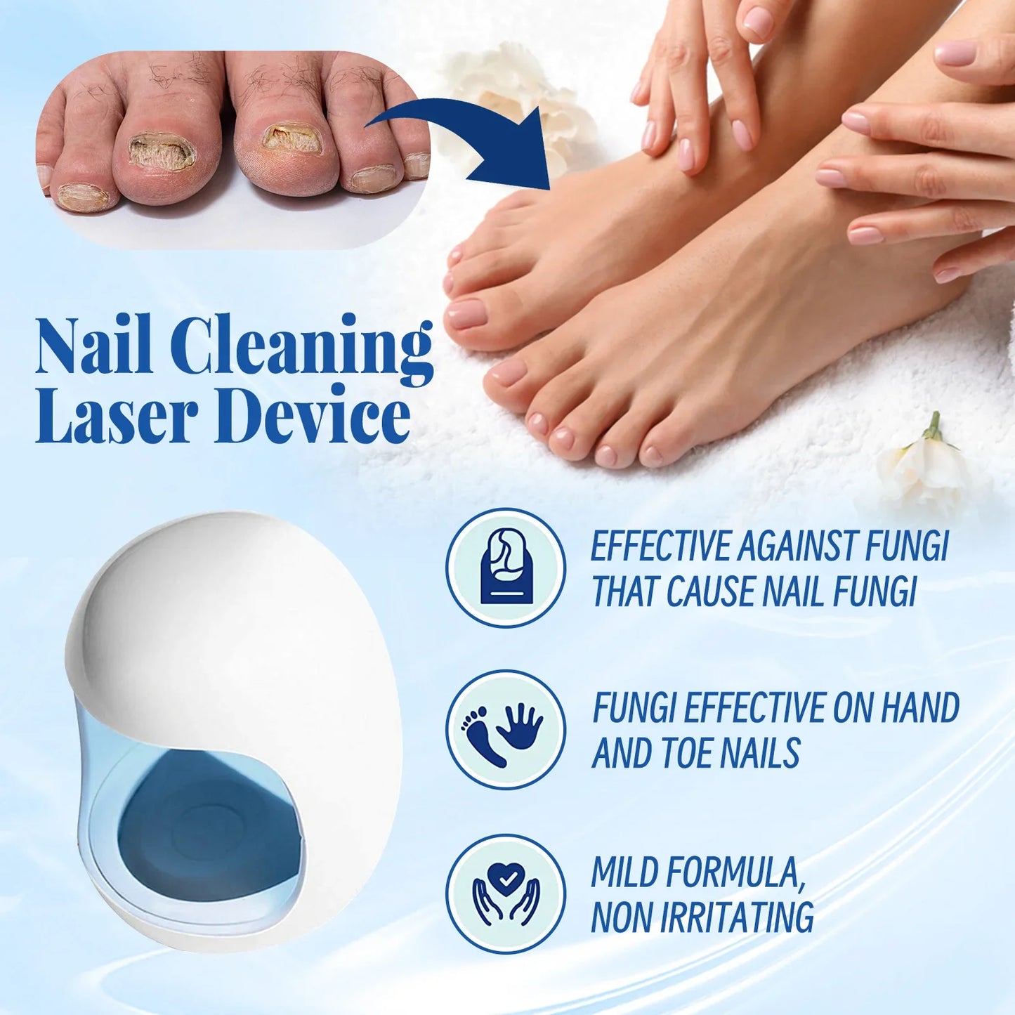 Nail Fungus Cleaning Device with LED Light Toenail & Fingernail Care Tool