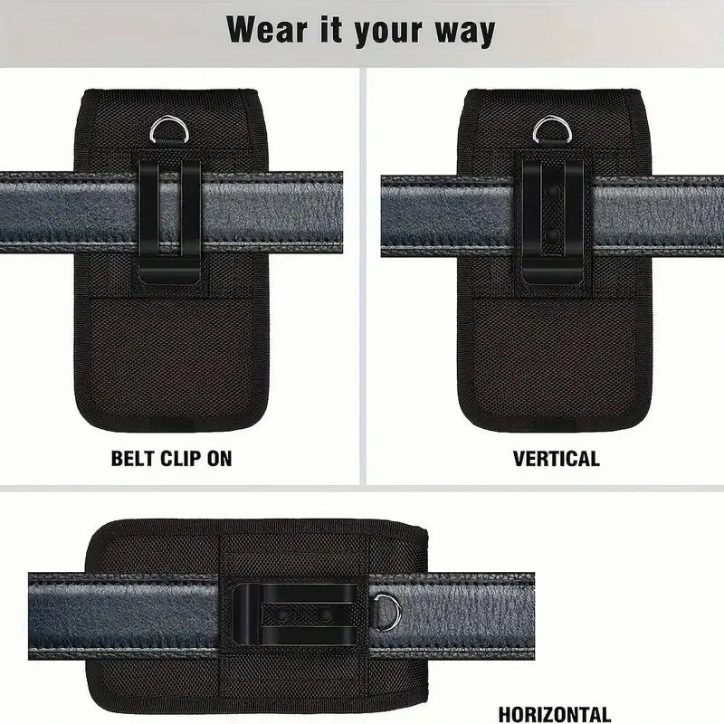 Pochette de ceinture pour téléphone en nylon pour homme avec deux compartiments