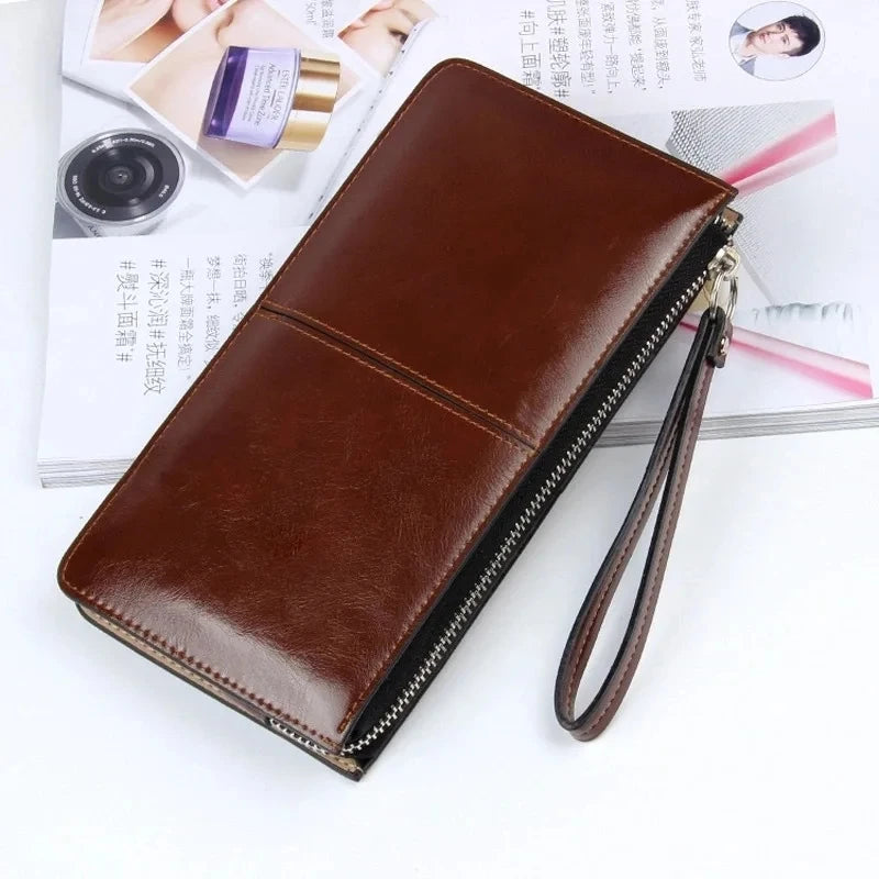 Dames lange portemonnee & clutch met rits – Multi-layer organizer