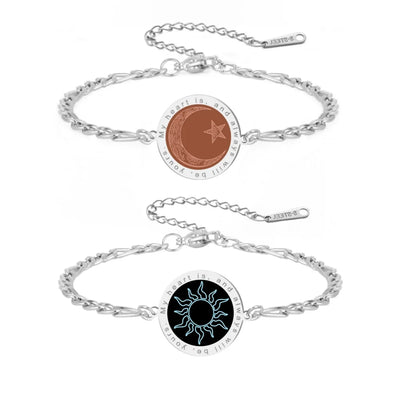 Armband voor stellen met zon, maan en sterren – “Mijn hart is altijd van jou”