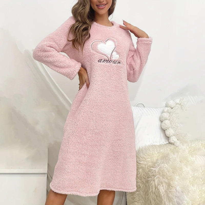 Dames winternachthemd – Zachte flanellen loungewear