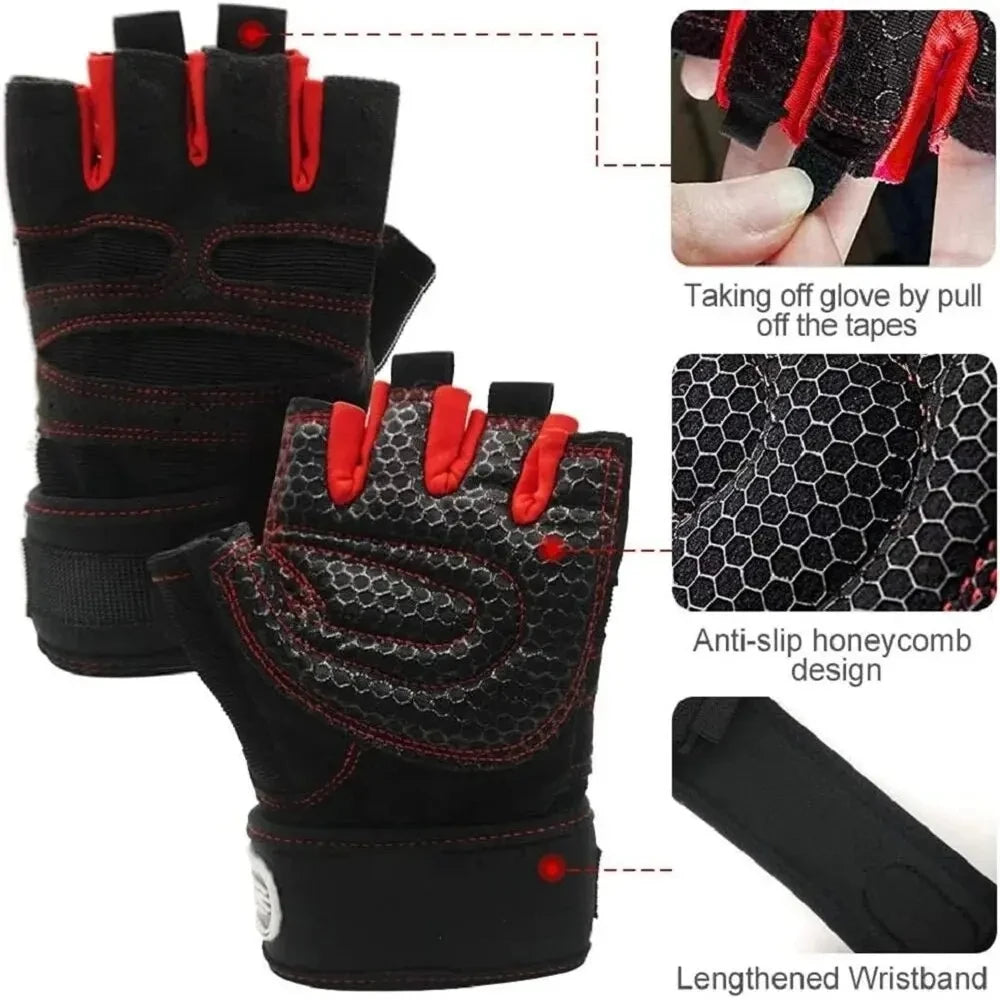 Fingerless Gym Gloves with Wrist Support –  Training Gloves