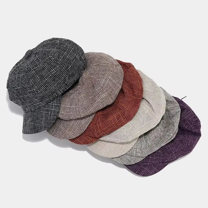 Vintage Plaid Beret Newsboy Cap for Casual Wear