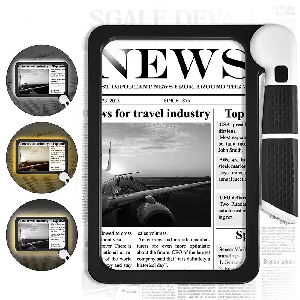 Portable Illuminated Magnifier – 5X Square Magnifying Glass