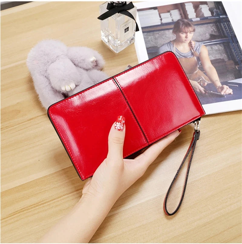 Dames lange portemonnee & clutch met rits – Multi-layer organizer