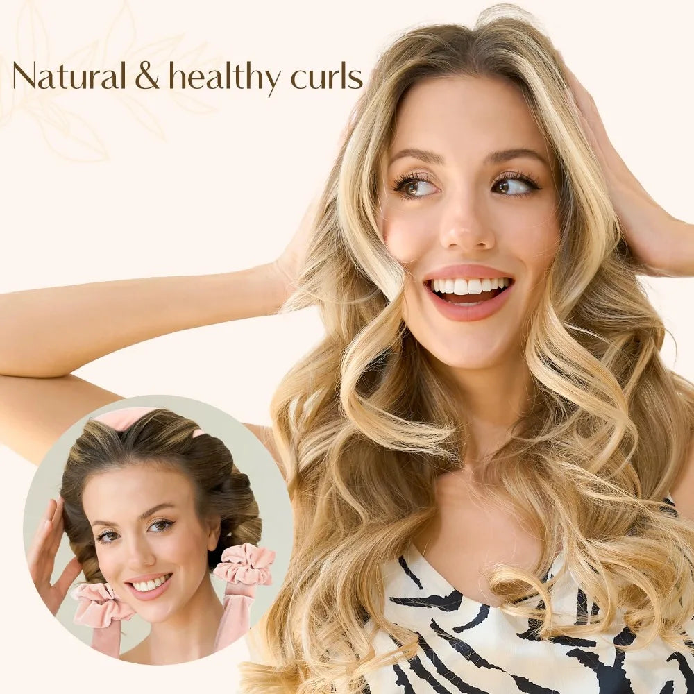 Bigoudis sans chaleur et bandeau de curling en satin – Cheveux bouclés pendant la nuit