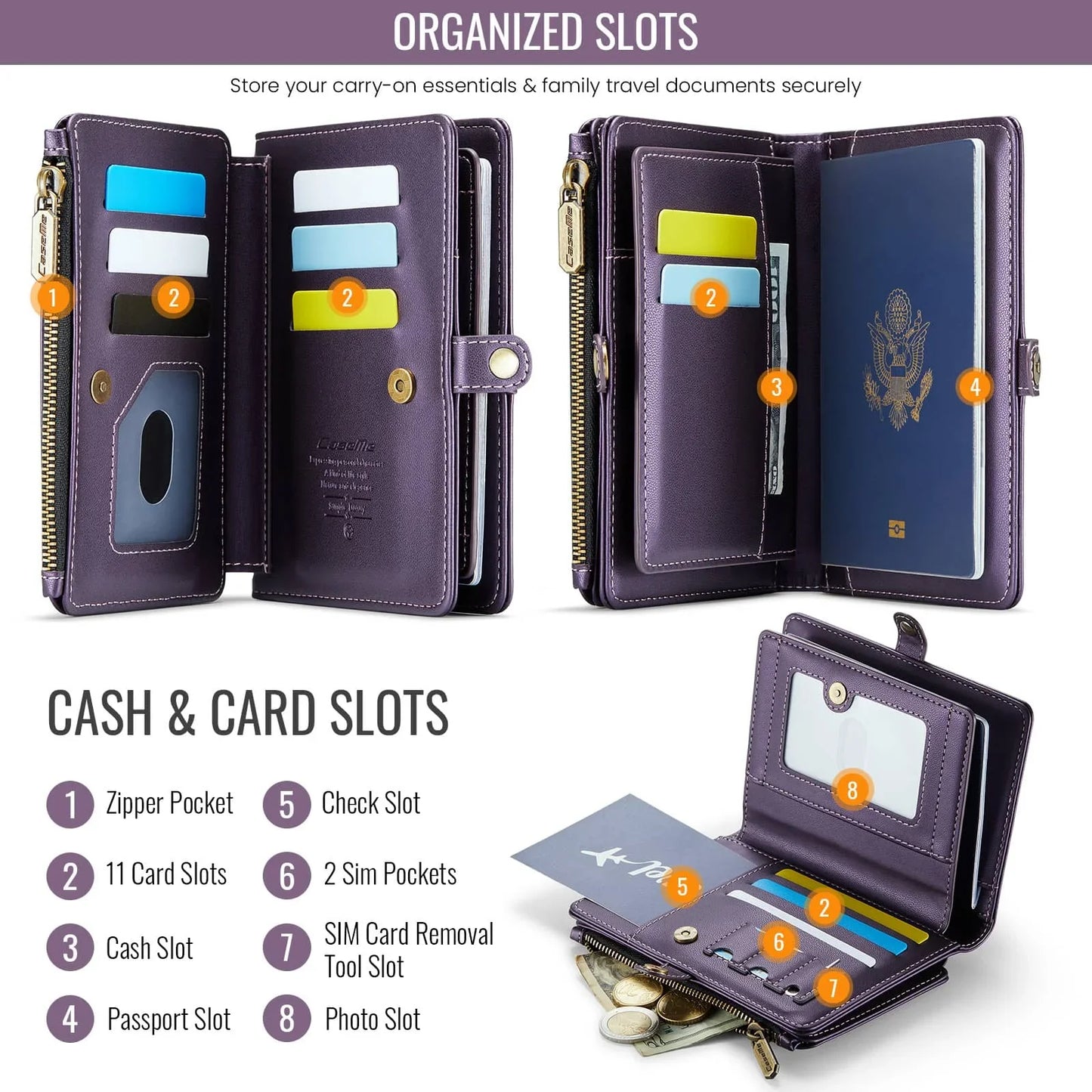 Travel Wallet with Zipper & Wrist Strap – Passport Holder