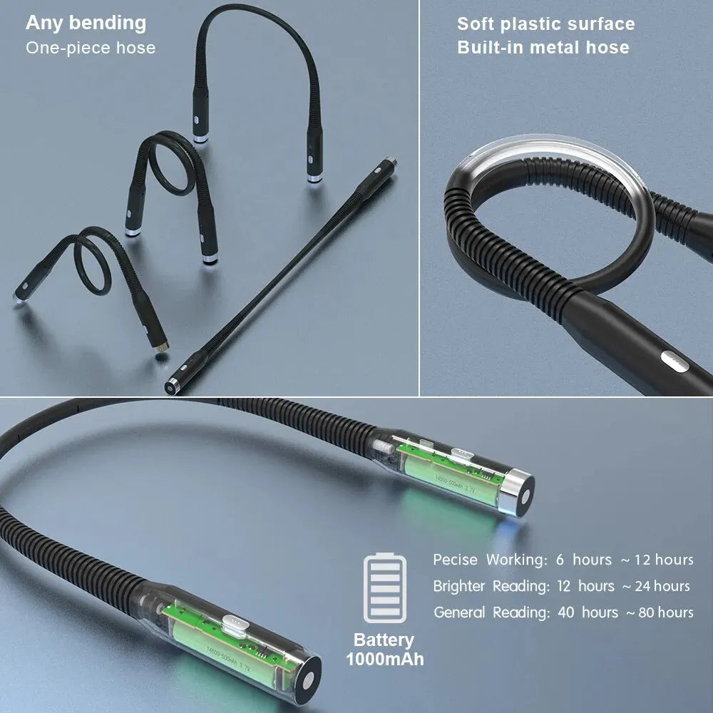 Flexible LED Neck Reading Light – Hands-Free USB Book Lamp