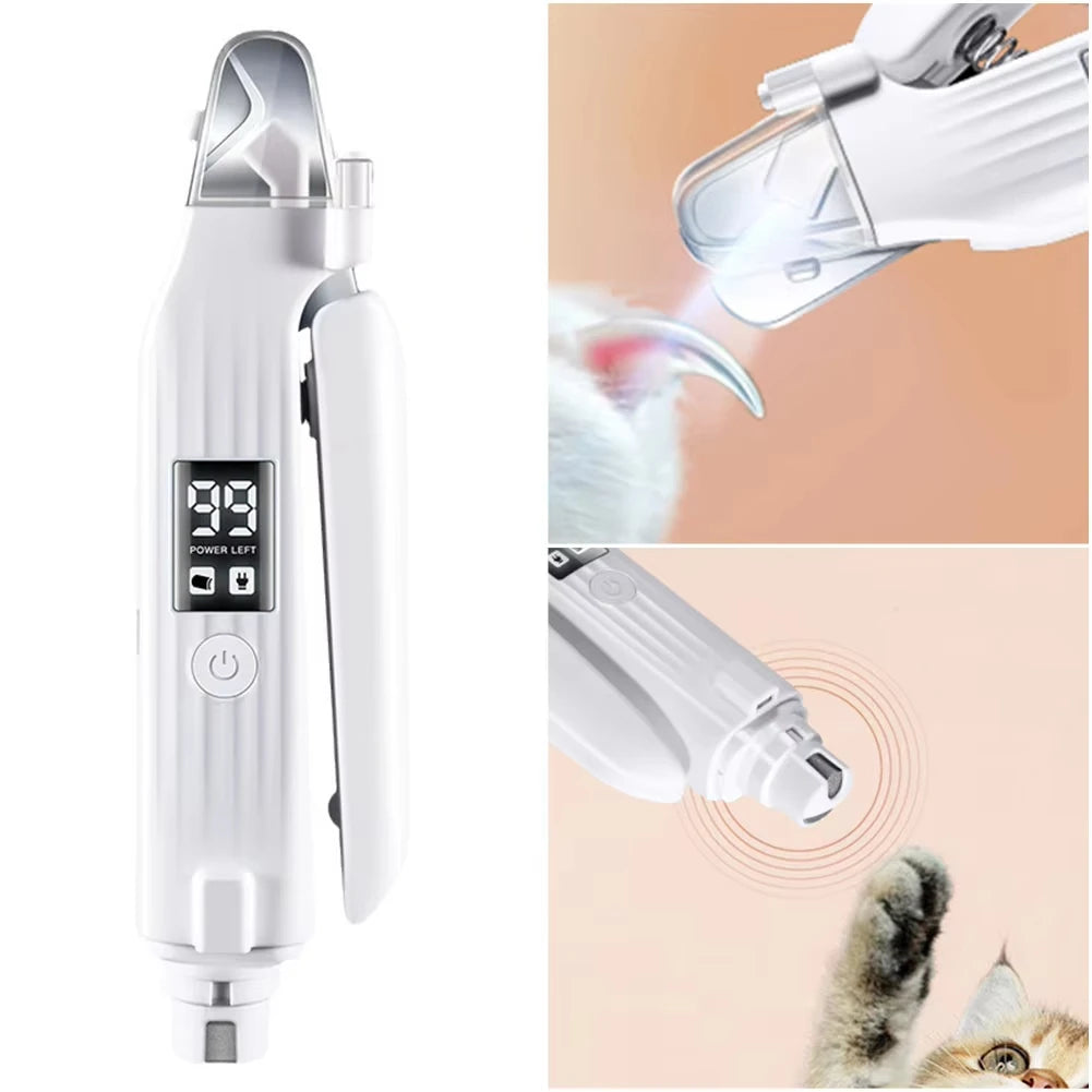 2-in-1 Electric Pet Nail Trimmer with LED – Safe & Quiet